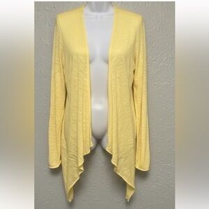Boho Chic Waterfall Cardigan Pastel Yellow Draped Open Front Lightweight Knit 2